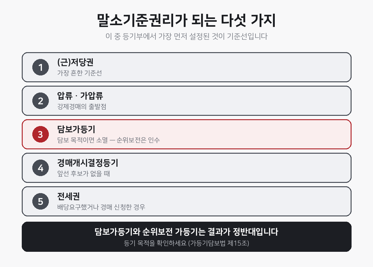 말소기준권리가 될 수 있는 다섯 가지 권리