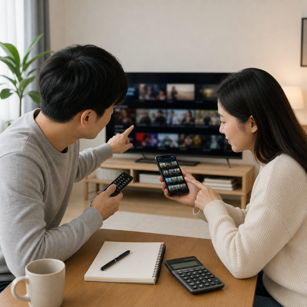 유튜브프리미엄라이트 내용을 확인하는 한국인 실사 이미지 2