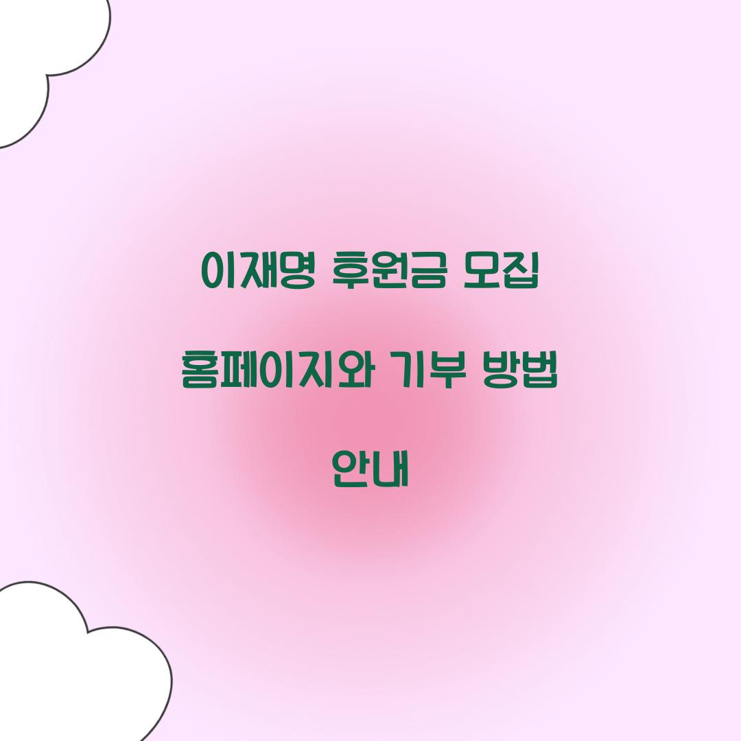 이재명 후원금 모집 홈페이지