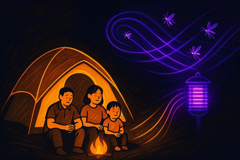 야간 캠핑 날파리 - 복잡하고 귀찮은 퇴치보다 간단하고 저렴한 유도법