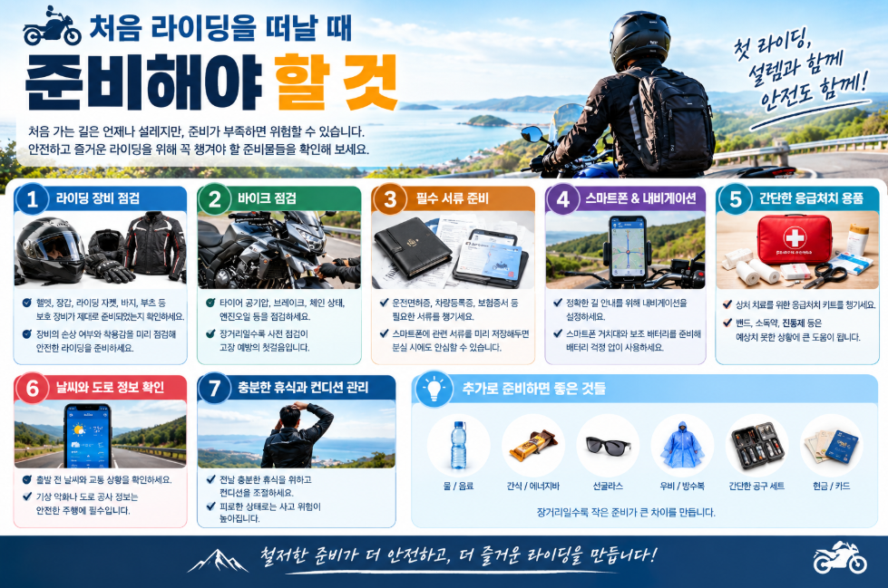 처음 라이딩을 떠날 때 준비해야 할 것
