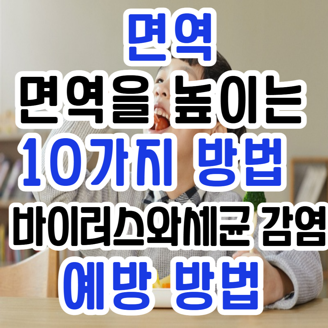 면역/ 면역을 높이는 10가지 방법 / 바이러스와 세균 감염 예방 방법