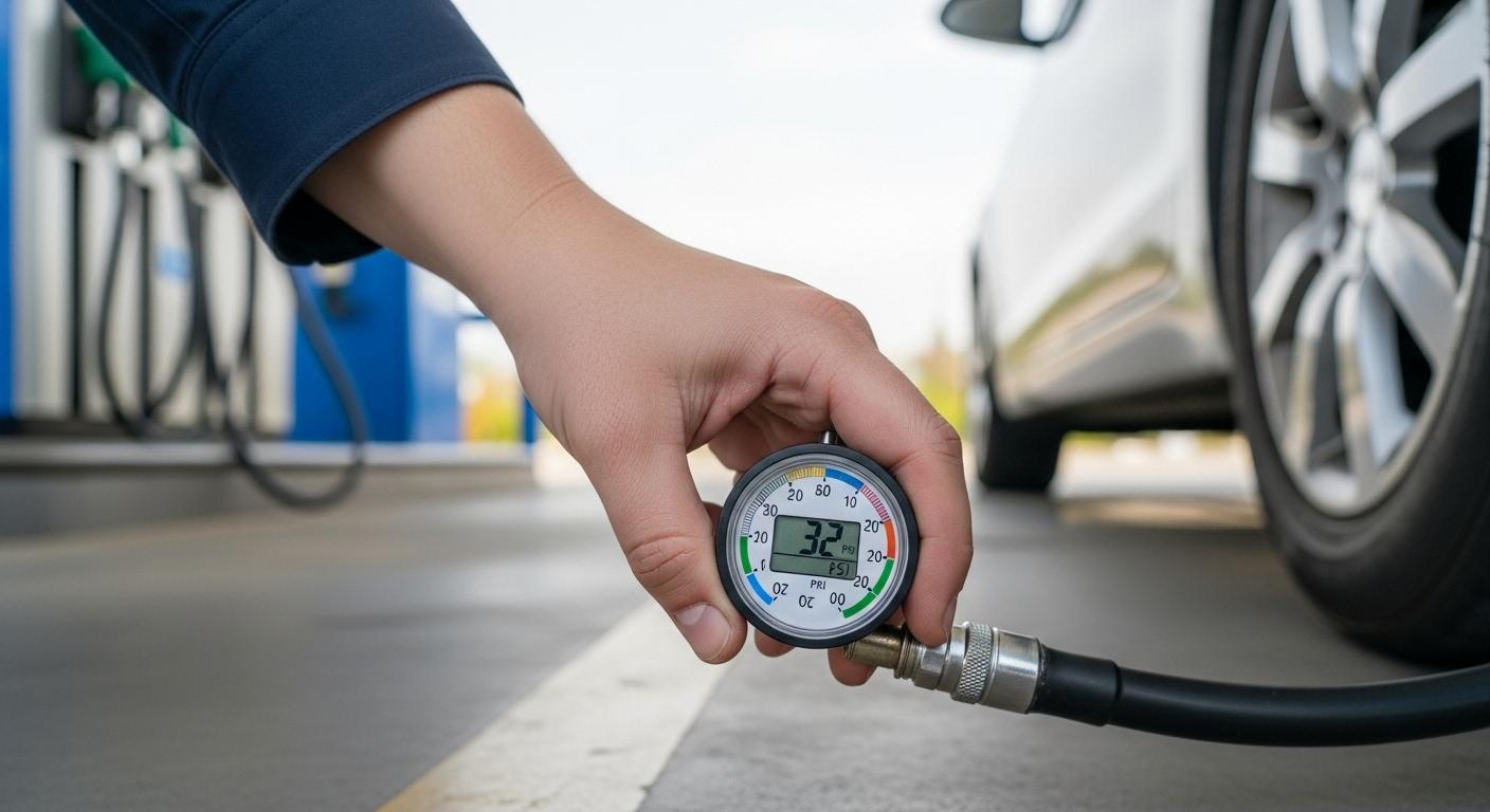 자동차 공기압 주유소