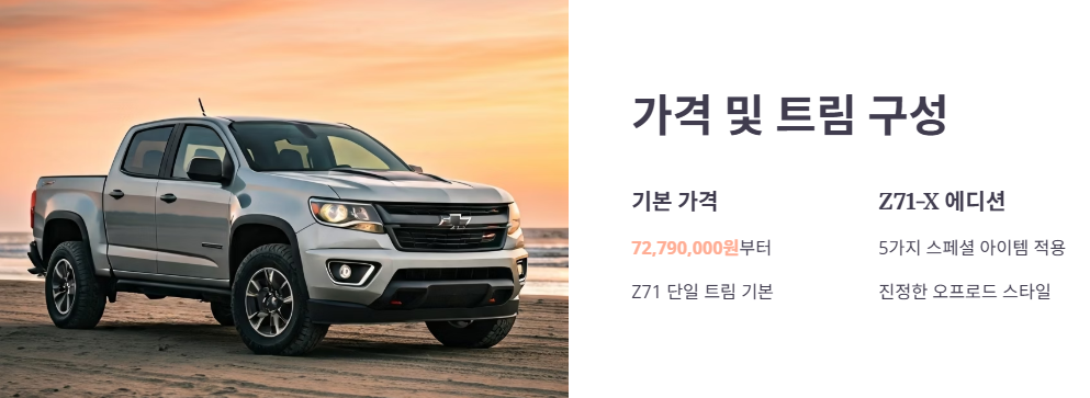 2024 콜로라도 가격 및 트림 구성