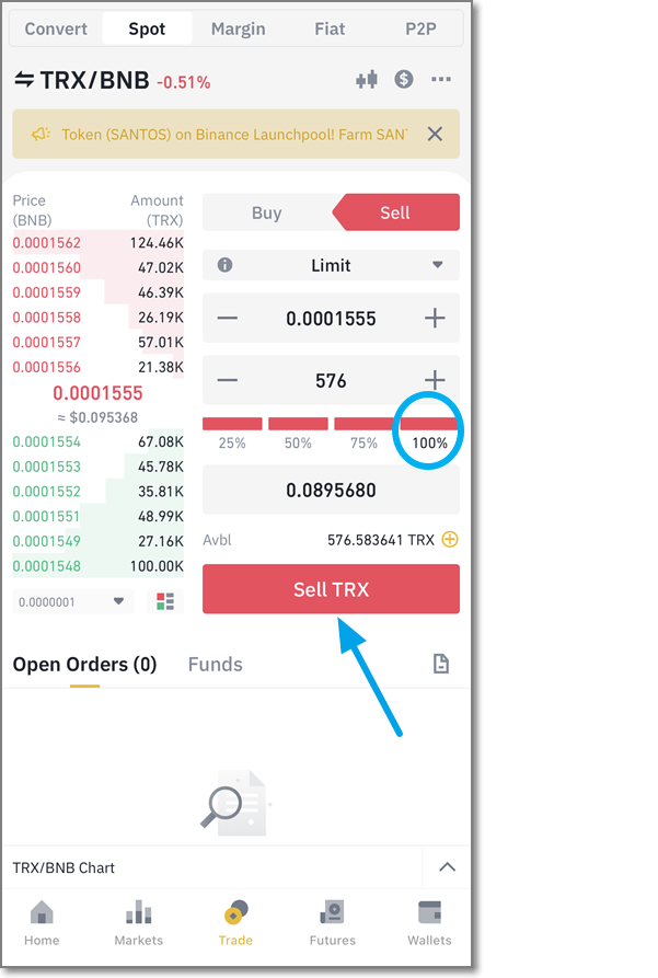 바이낸스-트론-거래화면