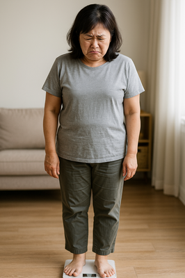 체중이 줄지않아 우울한얼굴