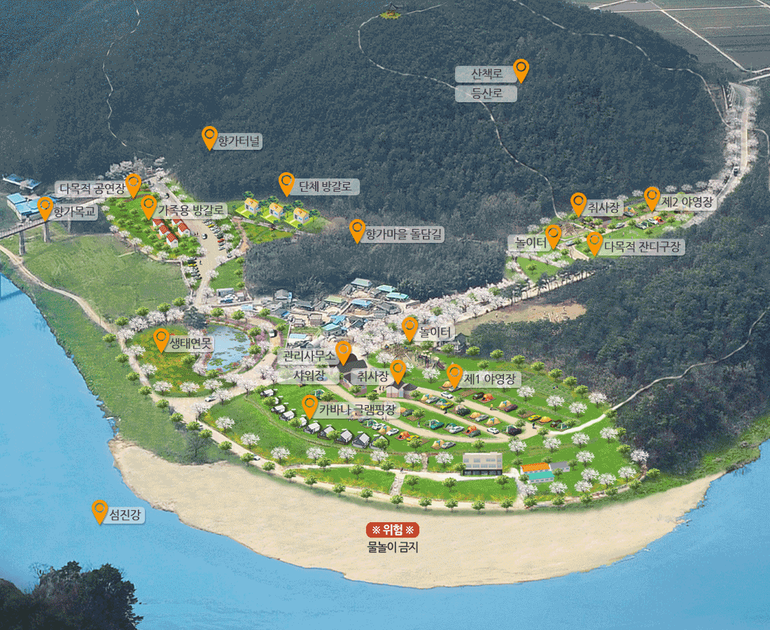 향가유원지 지도 모습