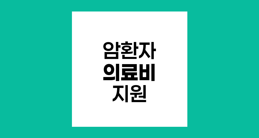 암환자 의료비 지원제도 활용법