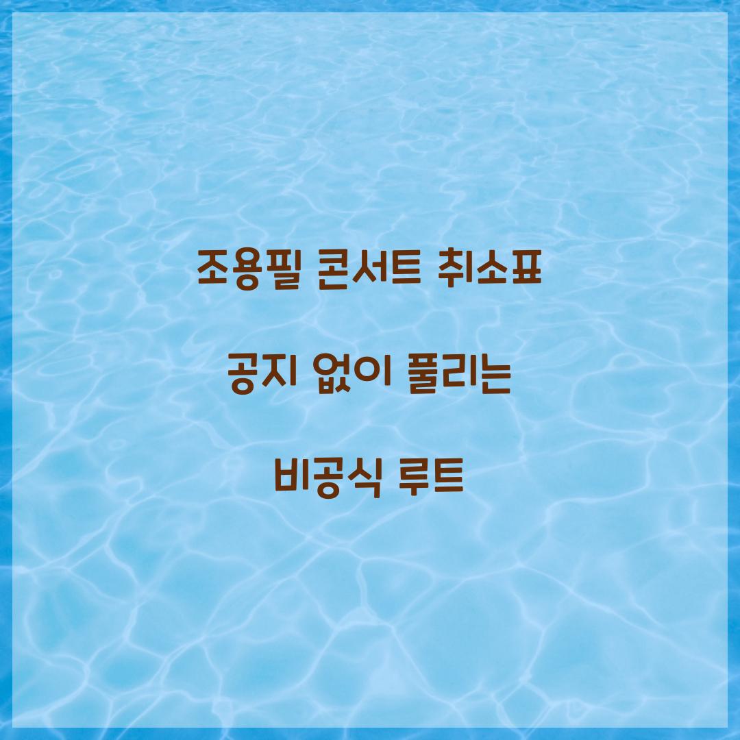 조용필 콘서트 취소표 공지 없이 풀리는 비공식 루트