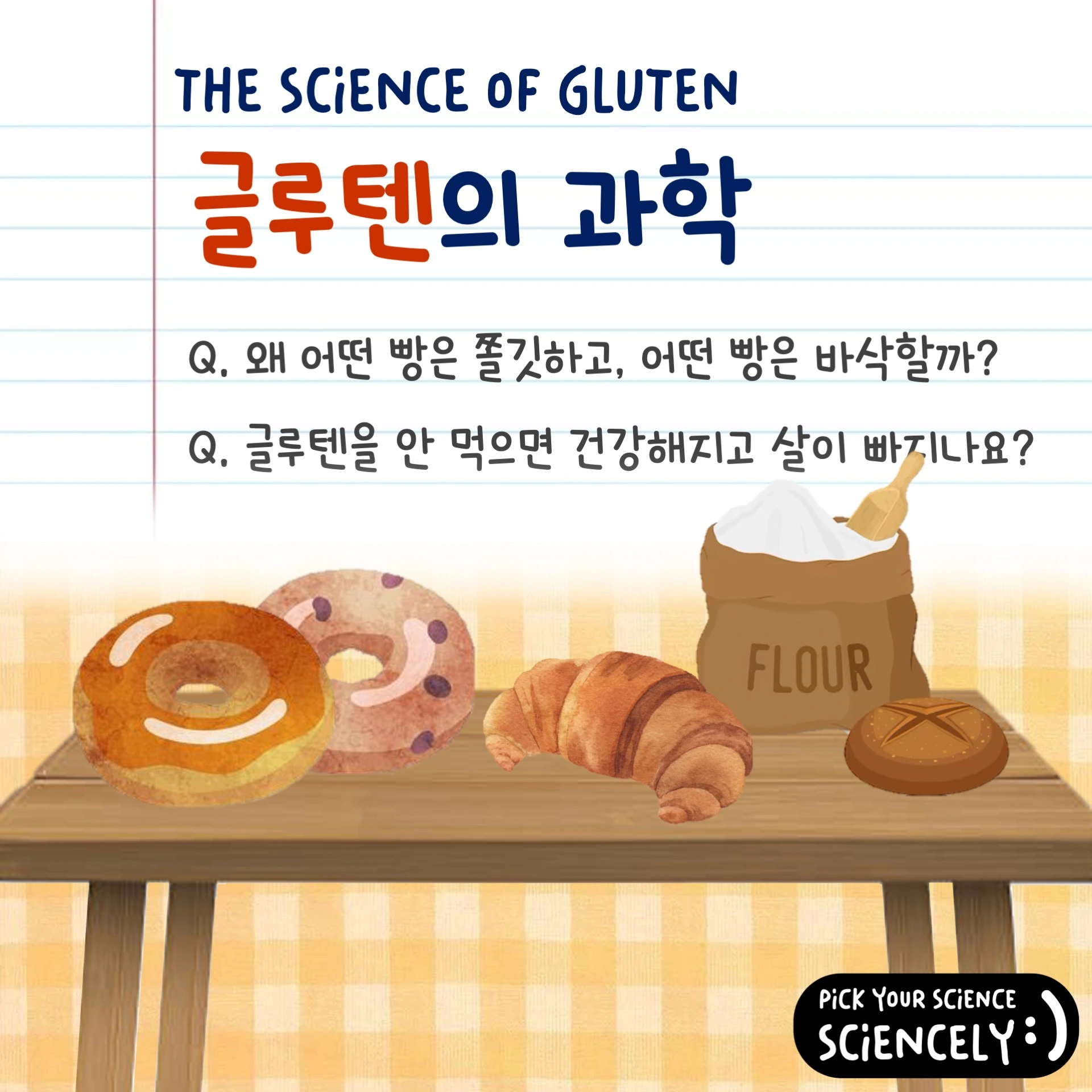 글루텐의 과학, 베이글의 과학, 베이글이 쫄깃한 이유, 크루와상의 과학, 크루아상, 크로와상 결, 글루텐 프리