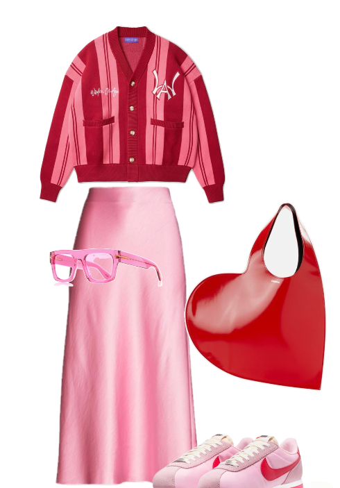 귀여운 레드 하트 프린팅 후드티 사러가기