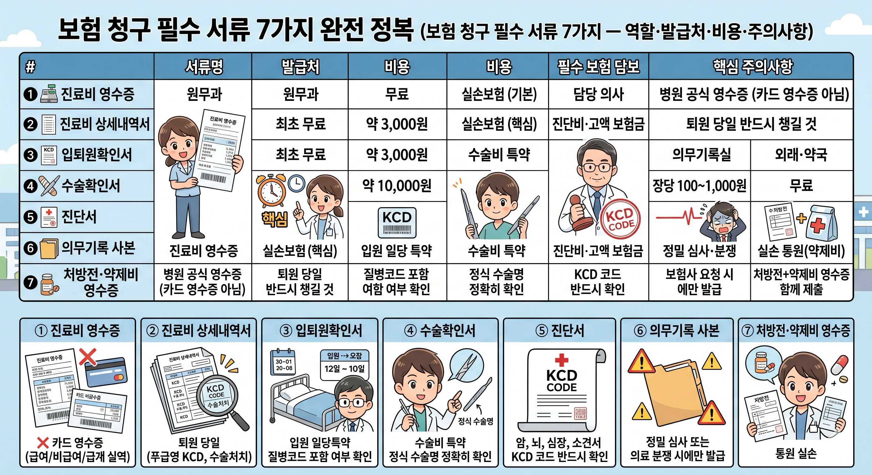 보험 청구 시 필요한 병원 서류 7가지