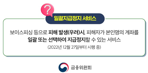 일괄지급정지 서비스 (출처 : 금융위원회)