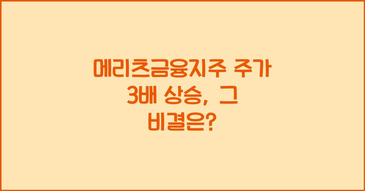 메리츠금융지주 주가 3배 상승