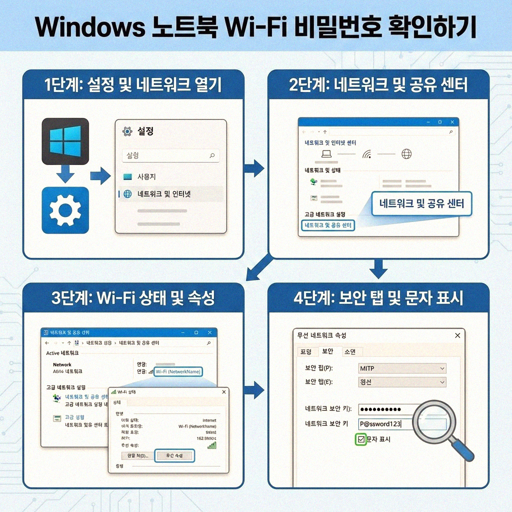 노트북 와이파이 비밀번호, 까먹었을 때 이렇게 확인하세요
