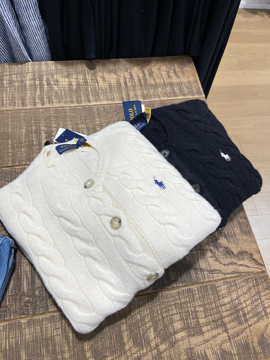 폴로랄프로렌 여성 꽈배기 울 캐시미어 가디건