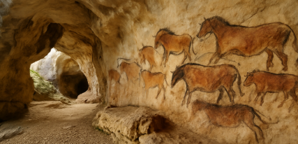 동굴 벽화가 남은 환경과 석회암 지대의 풍경