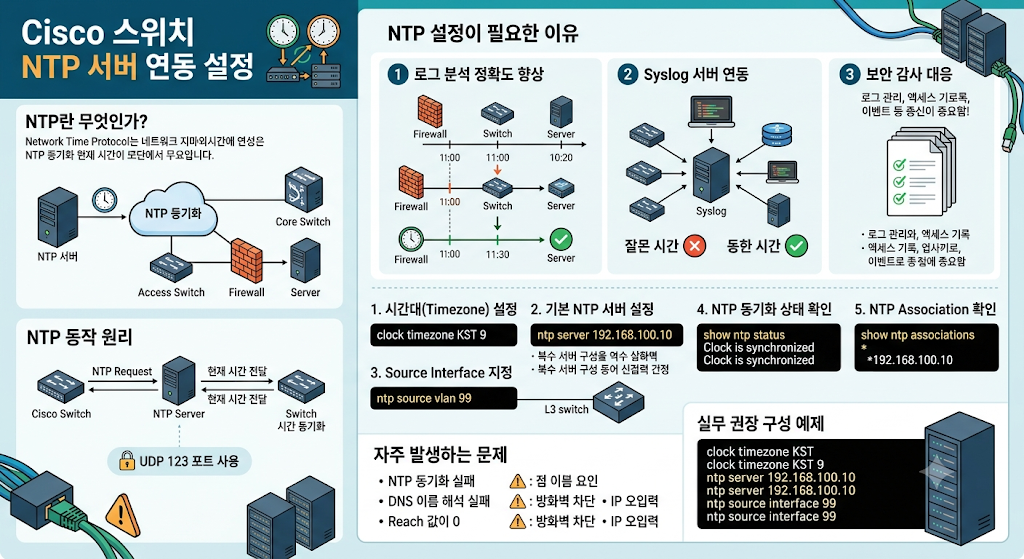 Cisco 스위치 NTP 서버 연동 설정