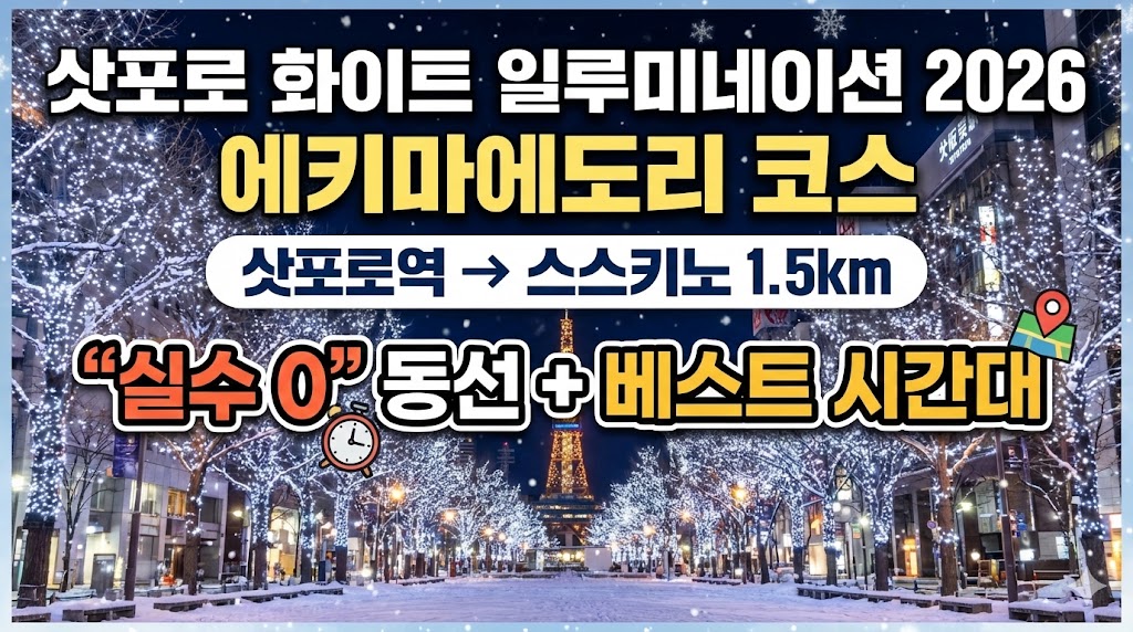 삿포로 화이트 일루미네이션 에키마에도리 코스 2026 |삿포로역→스스키노 1.5km “실수 0” 동선 + 베스트 시간대