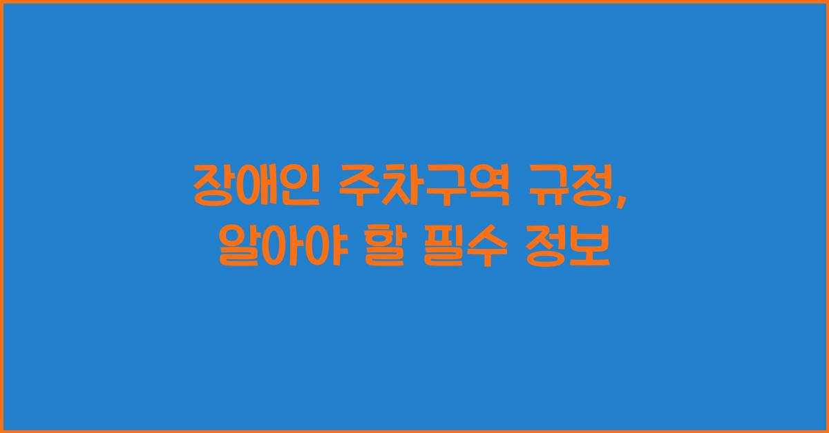 장애인 주차구역 규정