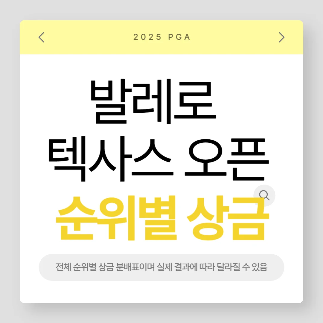 발레로 텍사스 순위별 상금 분배표