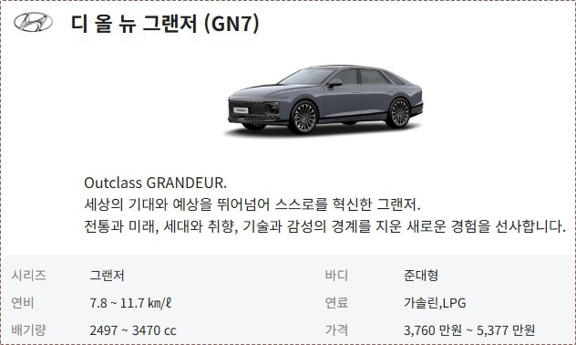그랜저 신차가격표