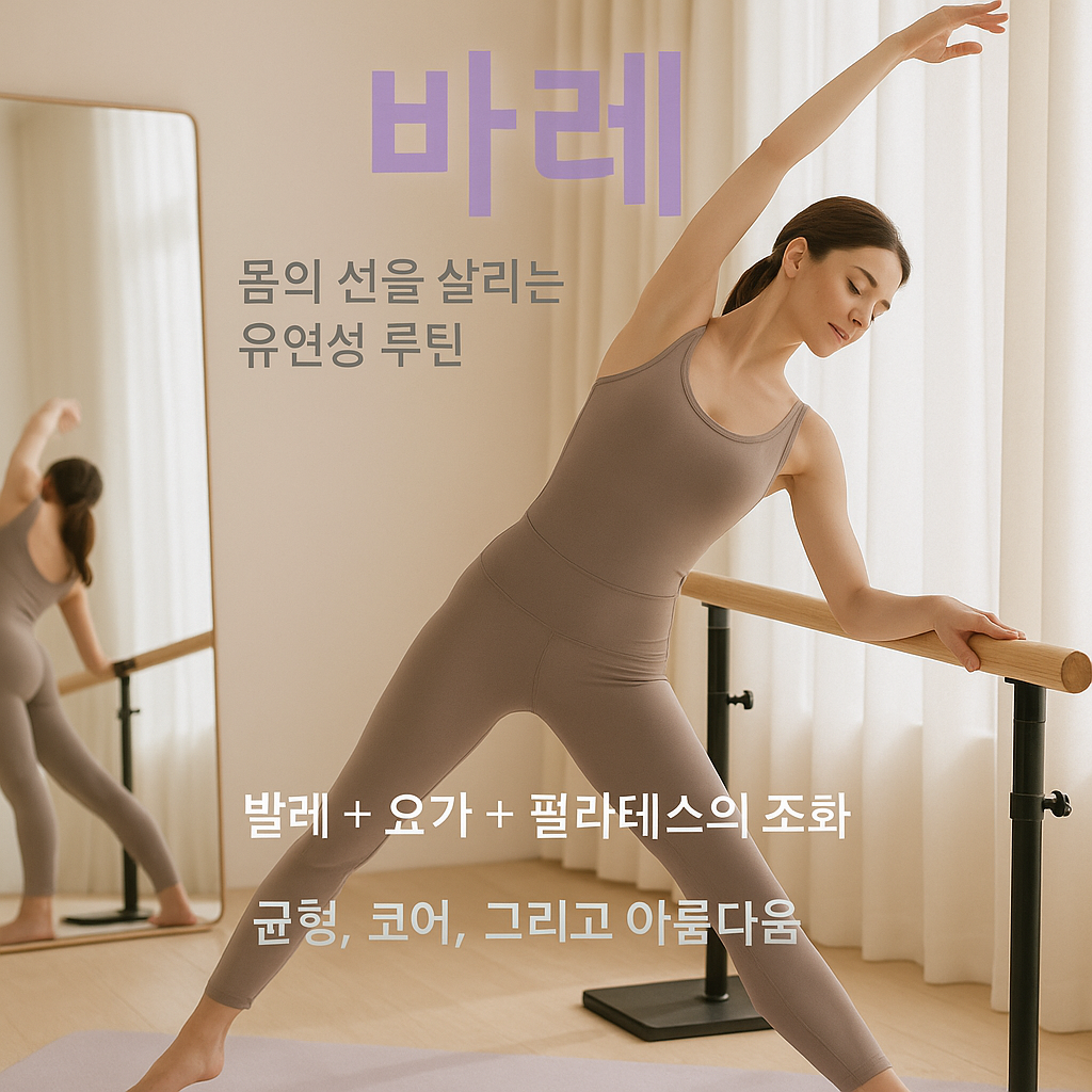 1.바레(Baree) :
발레, 요가, 필라테스 결합 운동.