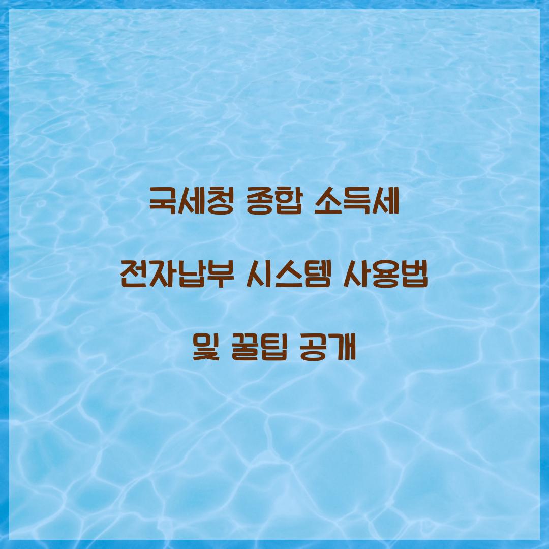 국세청 종합 소득세 전자납부 시스템 사용법
