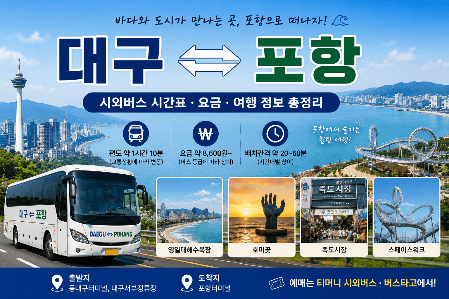 대구와 포항을 오가는 고마운 버스와 포항의 관광지
