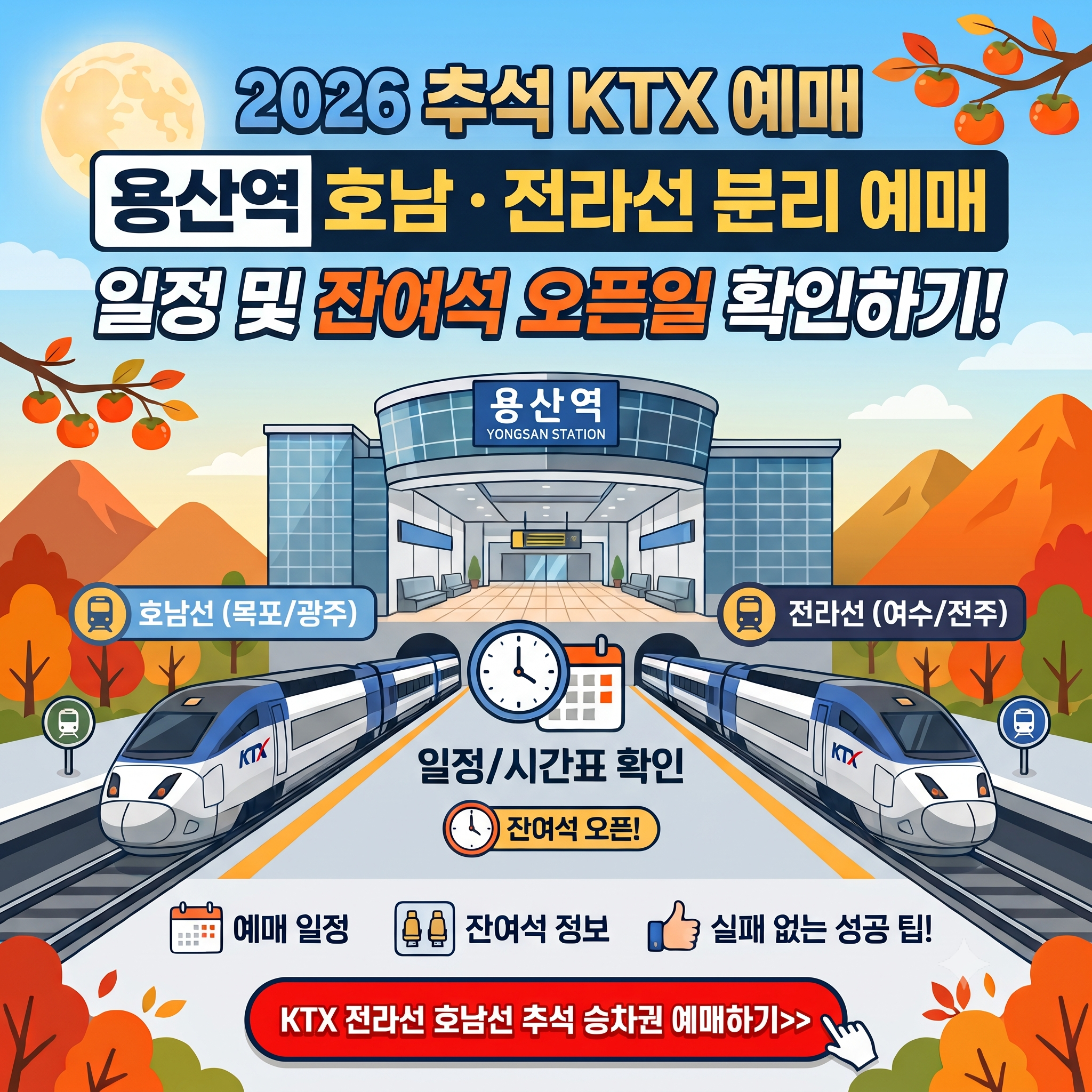 용산역 호남선 전라선 KTX 추석 승차권 예매하기