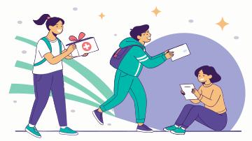 학교 밖 청소년건강검진 후 상품권을 받는 모습