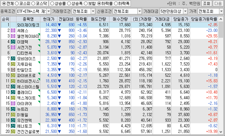 시간외 단일가 특징주