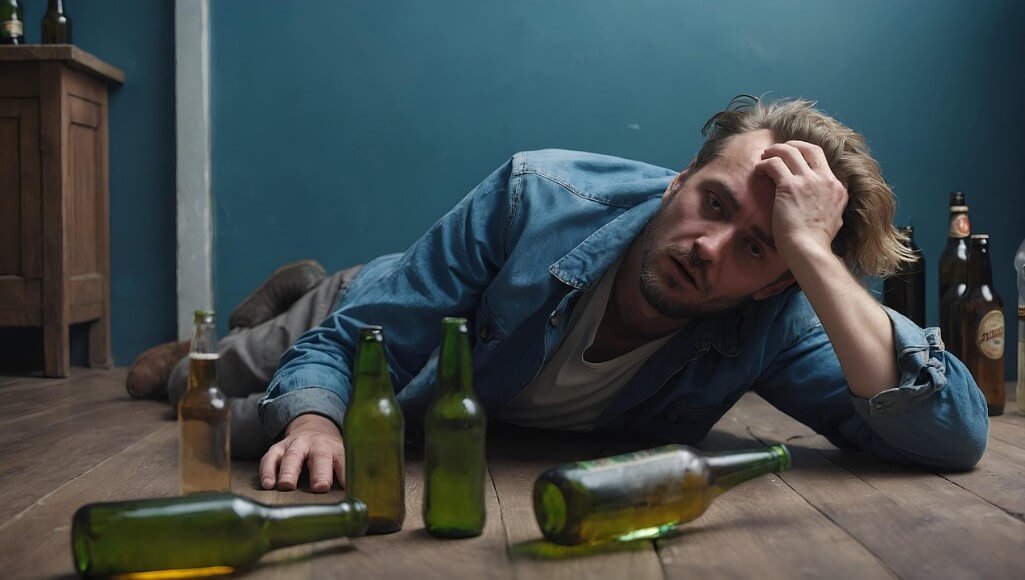 술을 너무 많이 마셔 몸을 못 가누는 남성