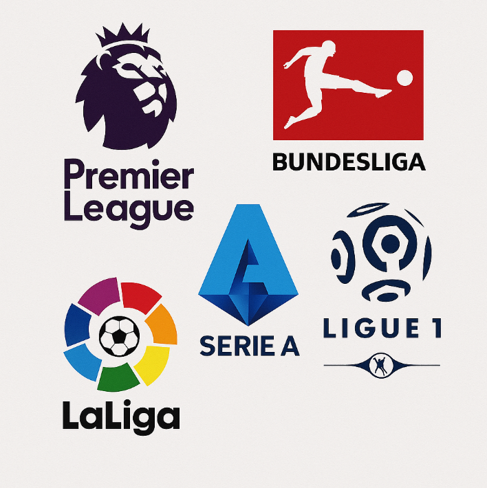 유럽 5대리그 (프리미어리그, 분데스리가, 라리가, 세리에A, 리그1)의 로고 이미지