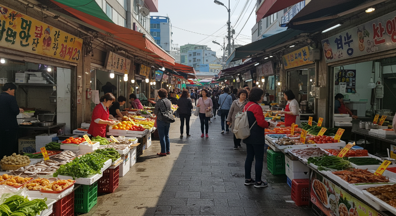 제주시 동문재래시장의 활기찬 풍경과 먹거리