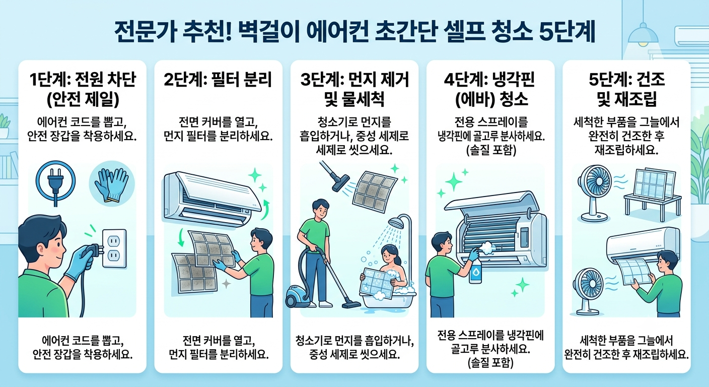 벽걸이 에어컨 셀프 청소 5단계