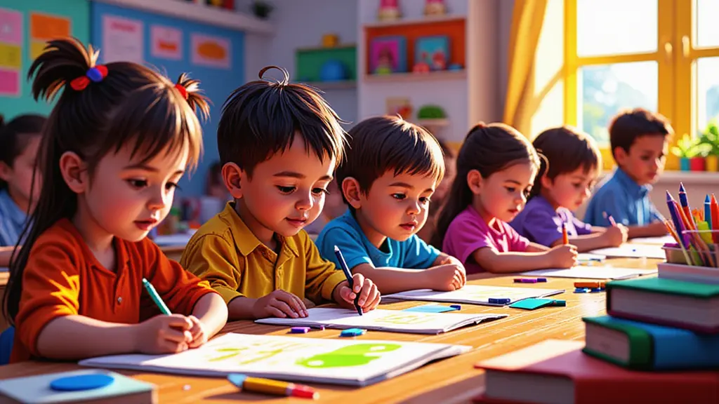 교실에서 공부하는 아이들