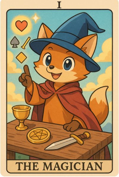 The Magician, 동물, The Magician 타로카드, 귀여운 동물 일러스트