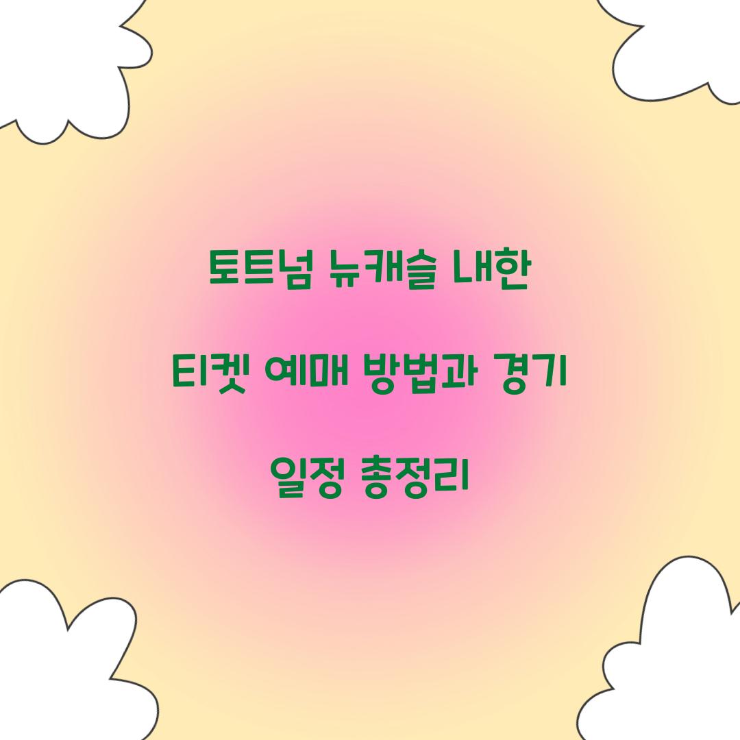 토트넘 뉴캐슬 내한 티켓 예매