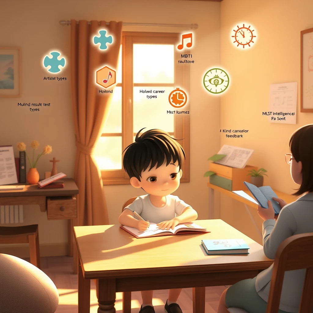 진로 적성 검사를 받는 귀여운 아이
