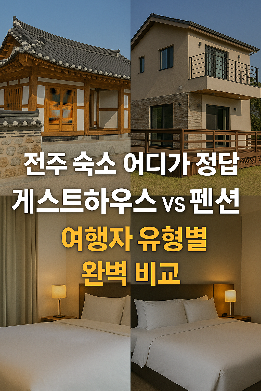 전주 숙소 어디가 정답일까? 게스트하우스 vs 펜션 vs 호텔, 여행자 유형별 완벽 비교