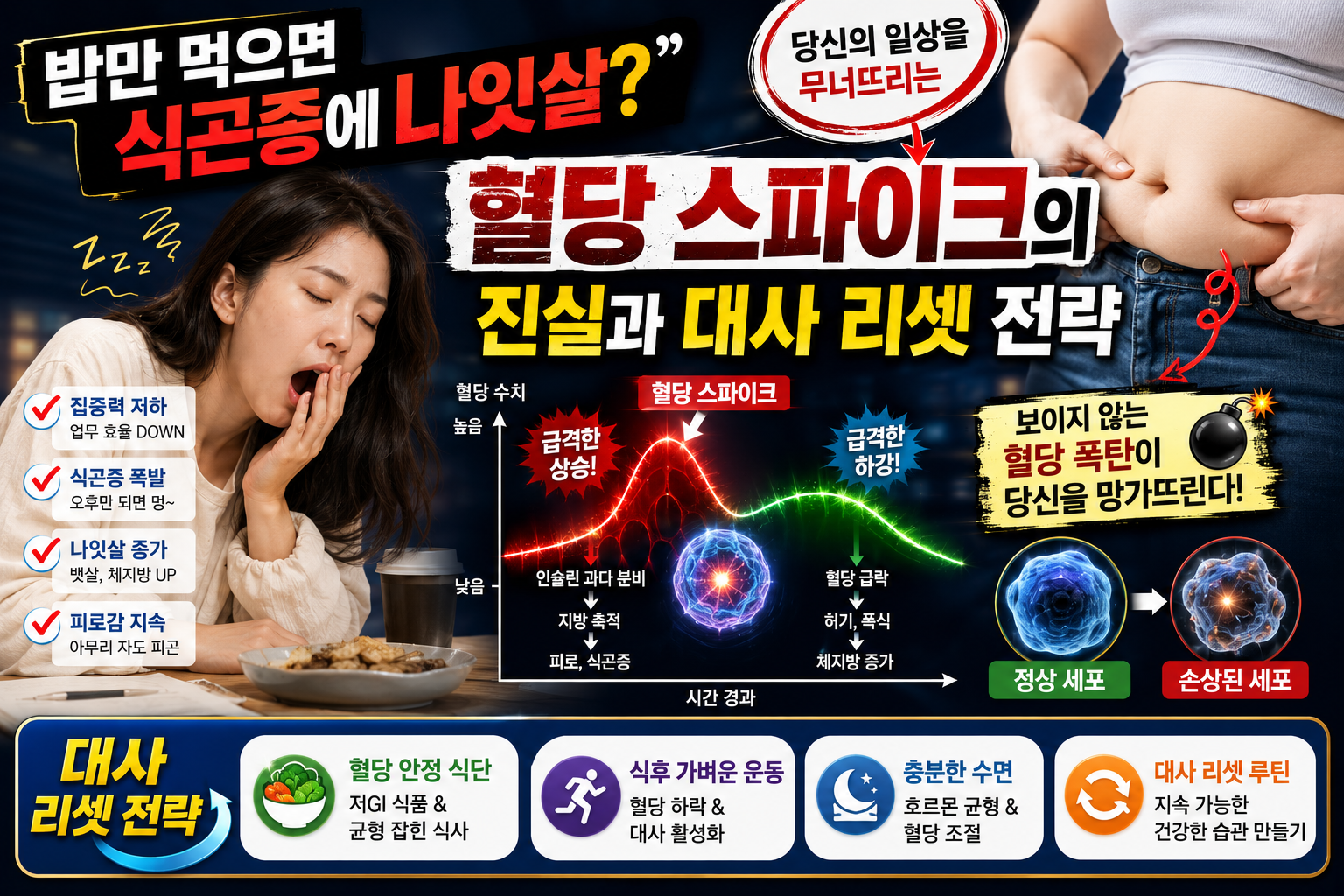 "밥만 먹으면 식곤증에 나잇살?" 당신의 일상을 무너뜨리는 혈당 스파이크의 진실과 대사 리셋 전략