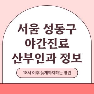 서울 성동구 야간진료 산부인과 병원 (18시 이후 늦게까지하는 병원)