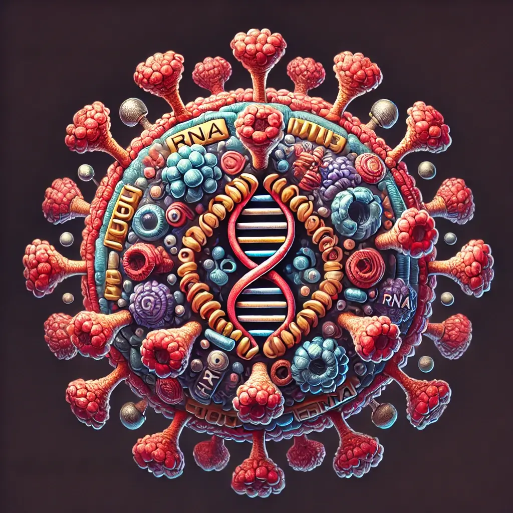 콕사키바이러스의 구조를 나타낸 일러스트