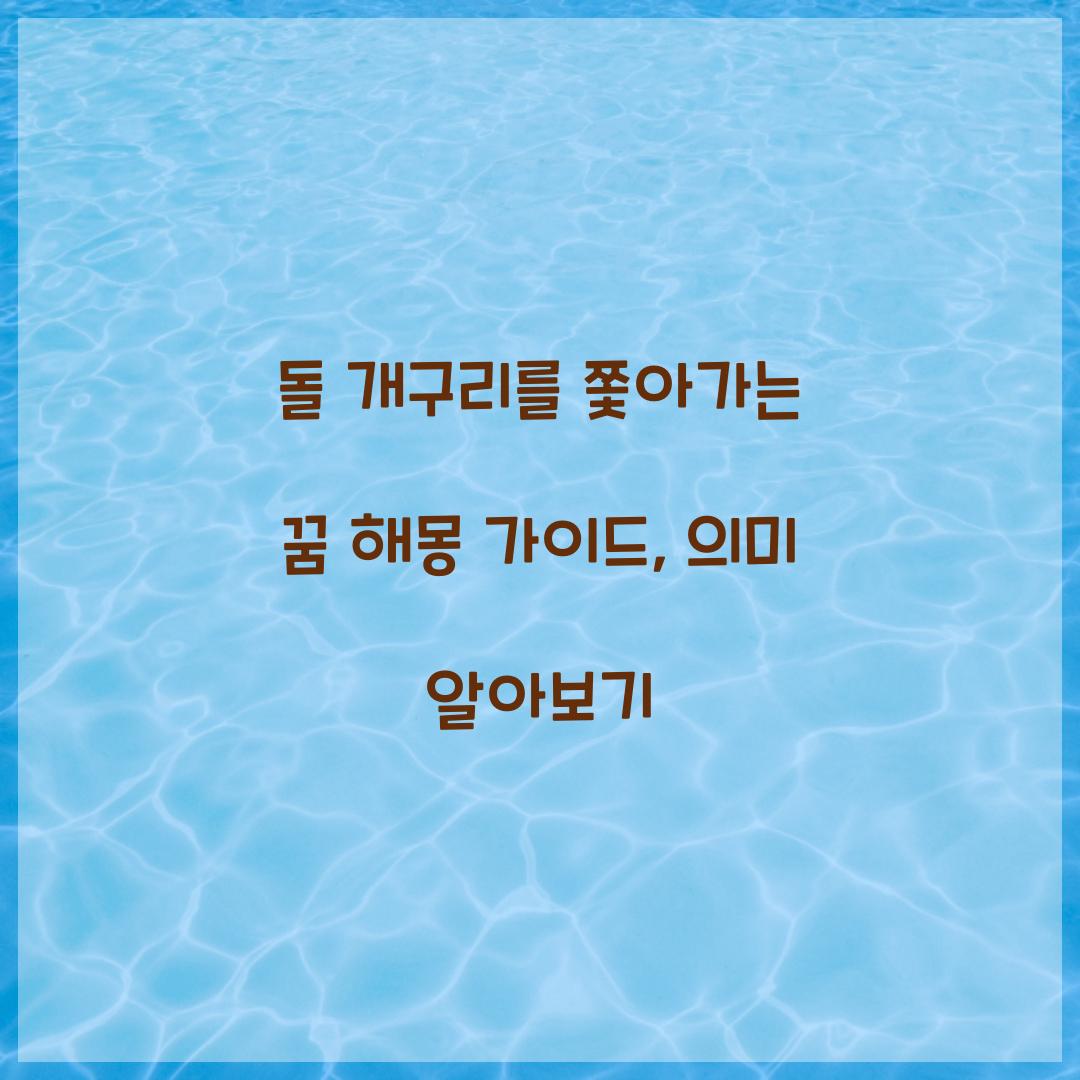 돌 개구리를 쫓아가는 꿈 풀이 해몽 해석