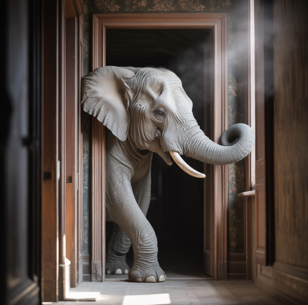 텅 빈 운동장, 하지만 들어갈 수 없는 코끼리