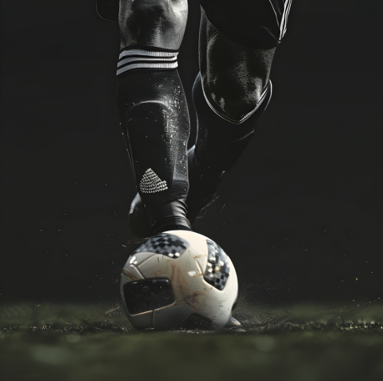 전면에서 본 축구 드리블하는 하체