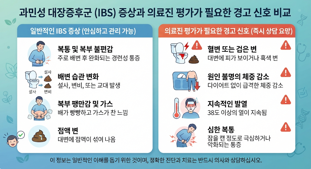 과민성 대장증후군에서 병원 진료가 필요한 경고 신호