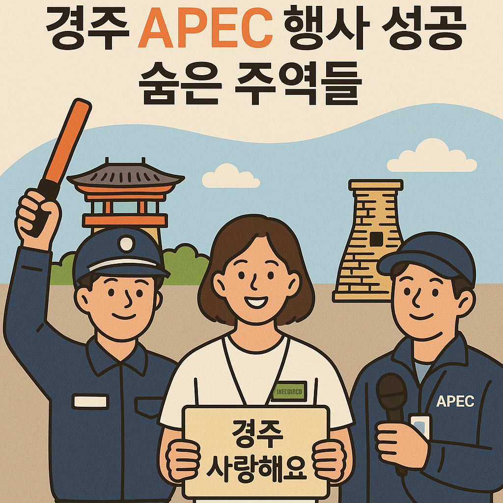경주 APEC 행사 성공을 위해 활약한 경찰, 자원봉사자, 스태프 일러스트