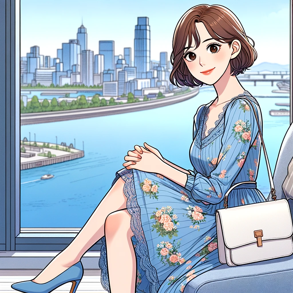 창가에 앉아 있는 여성